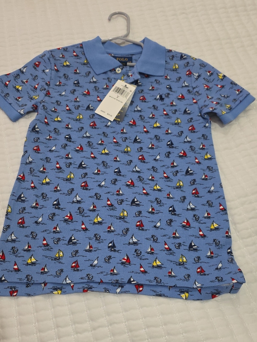 Polo by Ralph Lauren Light Blue Polo with Sailboat Print